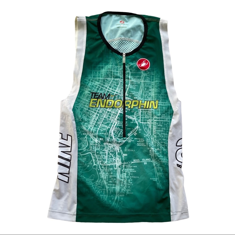 NIKE CASTELLI Womens Cycling Jersey Sleeveless Half Zip Green Large Race Fit
